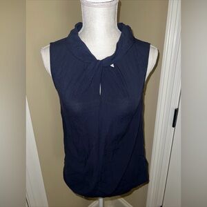 Brooks Brothers Midnight Navy Blue Sleeveless Top Women 4 Rayon